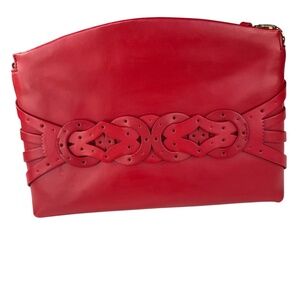 Vince Camuto Large Leather Clutch in Red Color plus Accessories